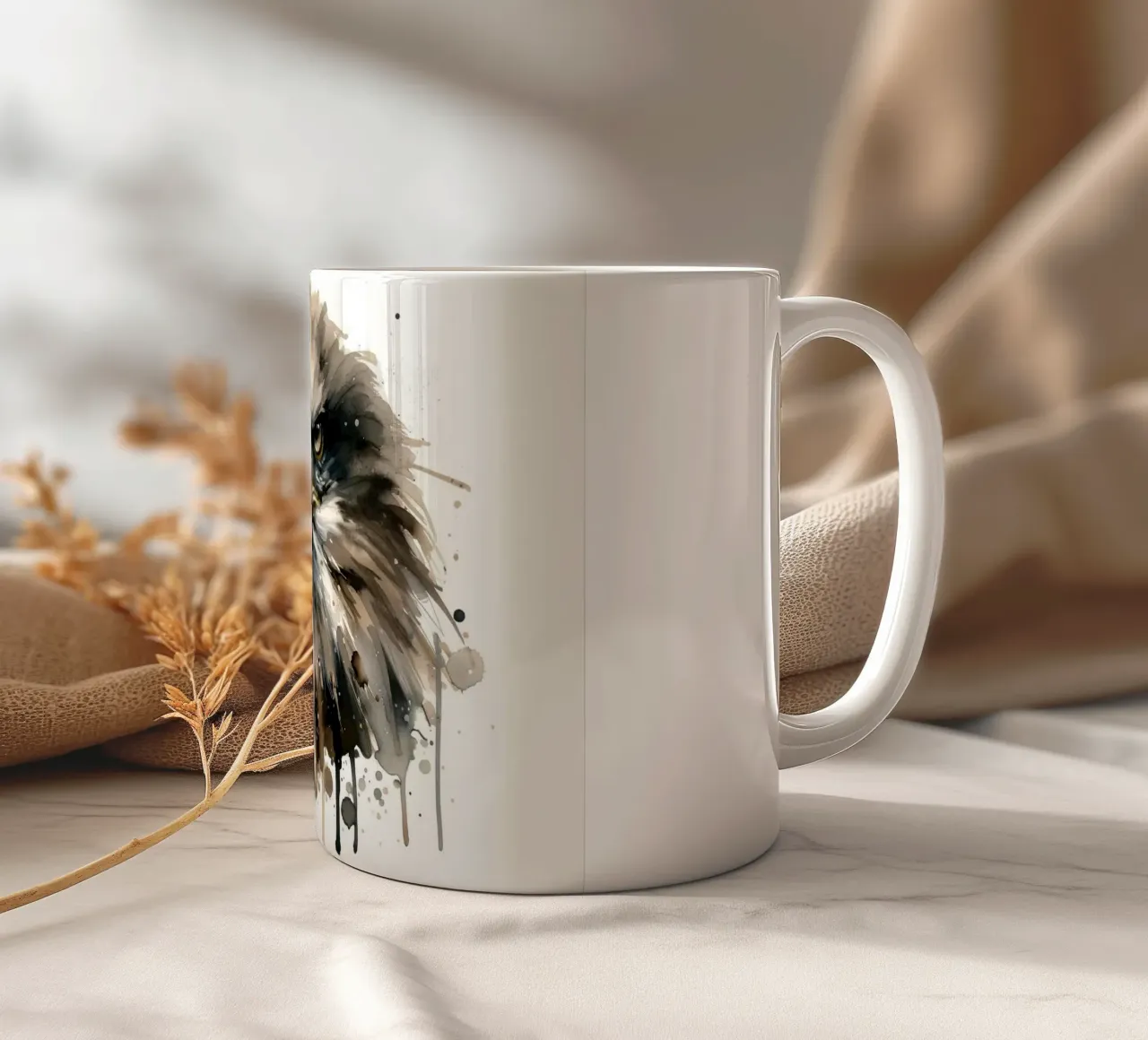 Eagle's Gaze Echoing Through Soft Hues ceramic mug by Chromatic Fusion Studio