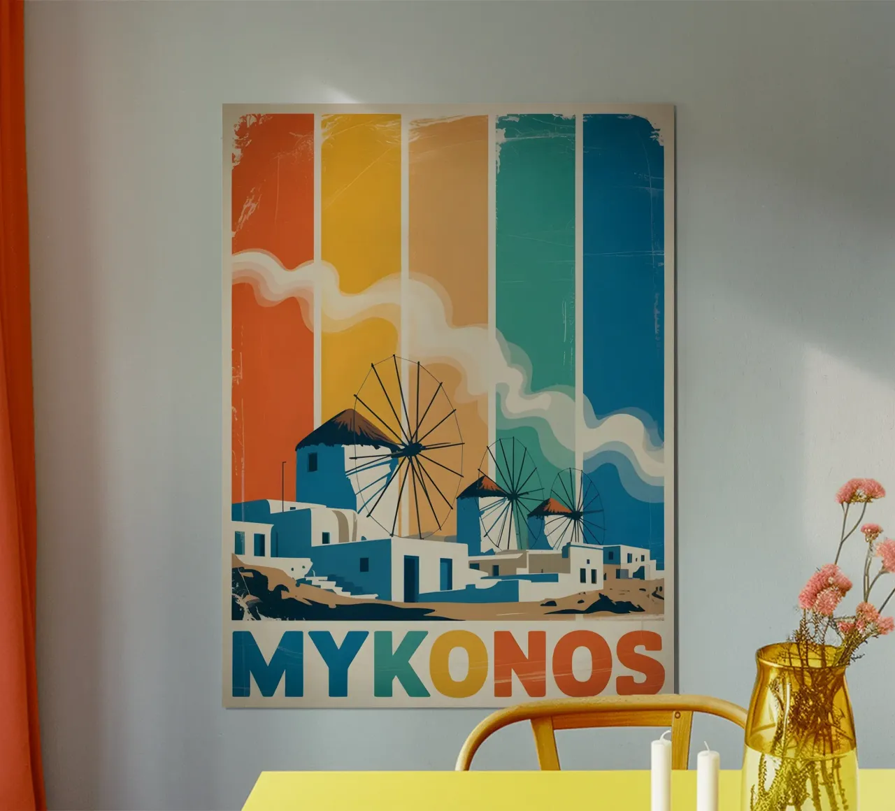Mykonos vintage Kunst poster con telaio in legno da Vintage Travel Art
