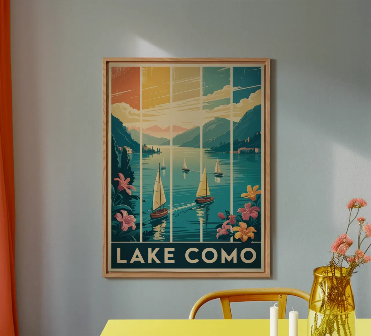 Lago di Como alluminio dibond da Vintage Travel Art