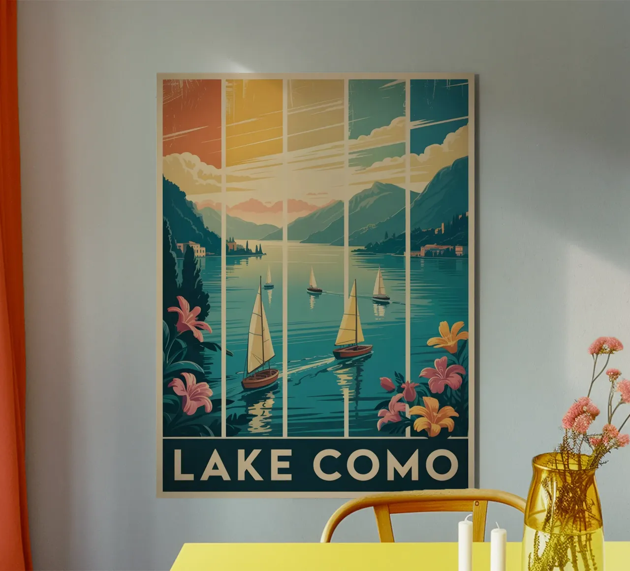 Lago di Como alluminio dibond da Vintage Travel Art