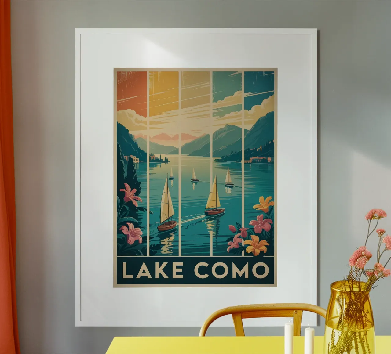Lago di Como poster con telaio in alluminio da Vintage Travel Art
