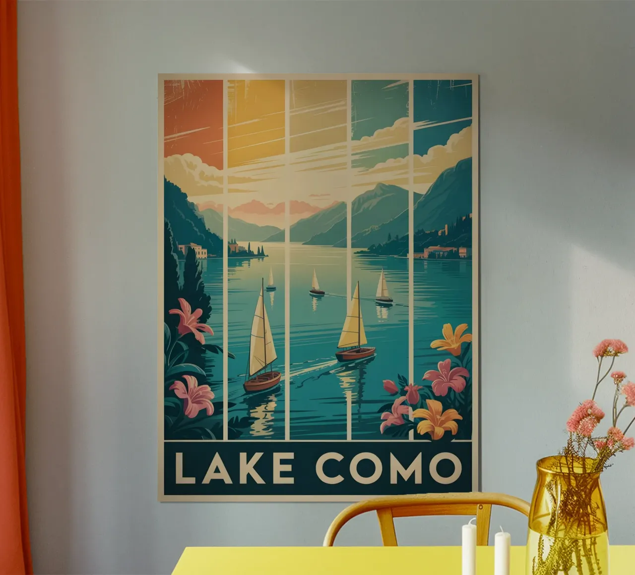 Lago di Como poster con telaio in alluminio da Vintage Travel Art