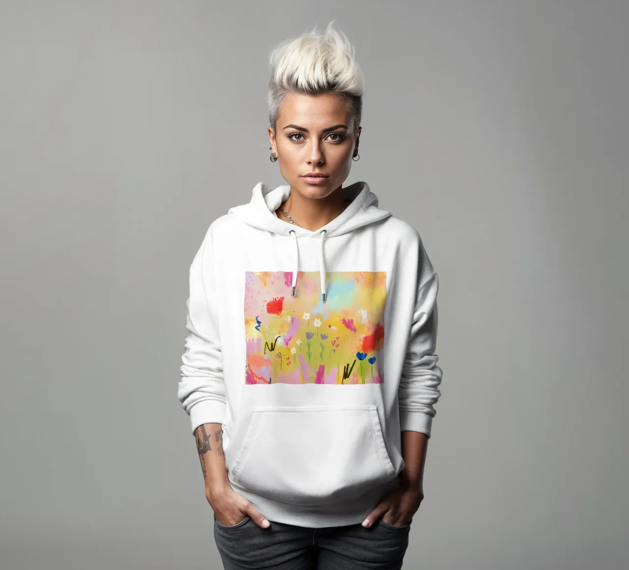 Abstrakte Blüten in Sommerlaune - Lovebloom felpa con cappuccio da Petra Lang