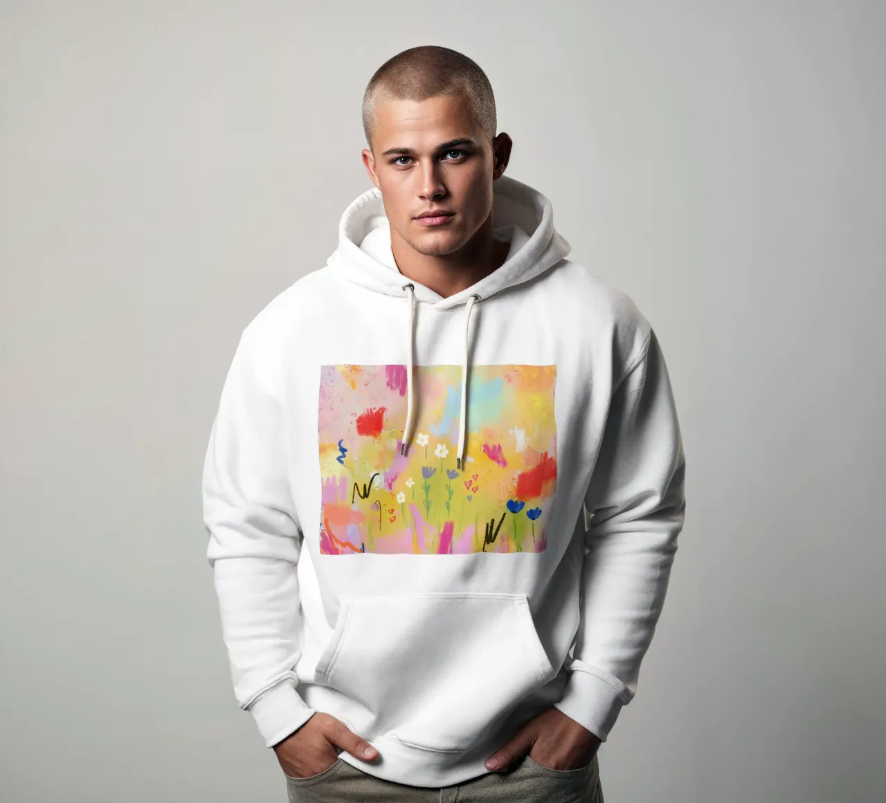 Abstrakte Blüten in Sommerlaune - Lovebloom felpa con cappuccio da Petra Lang