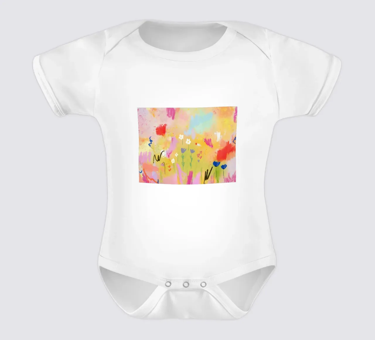 Abstrakte Blüten in Sommerlaune - Lovebloom body neonato maniche corte da Petra Lang