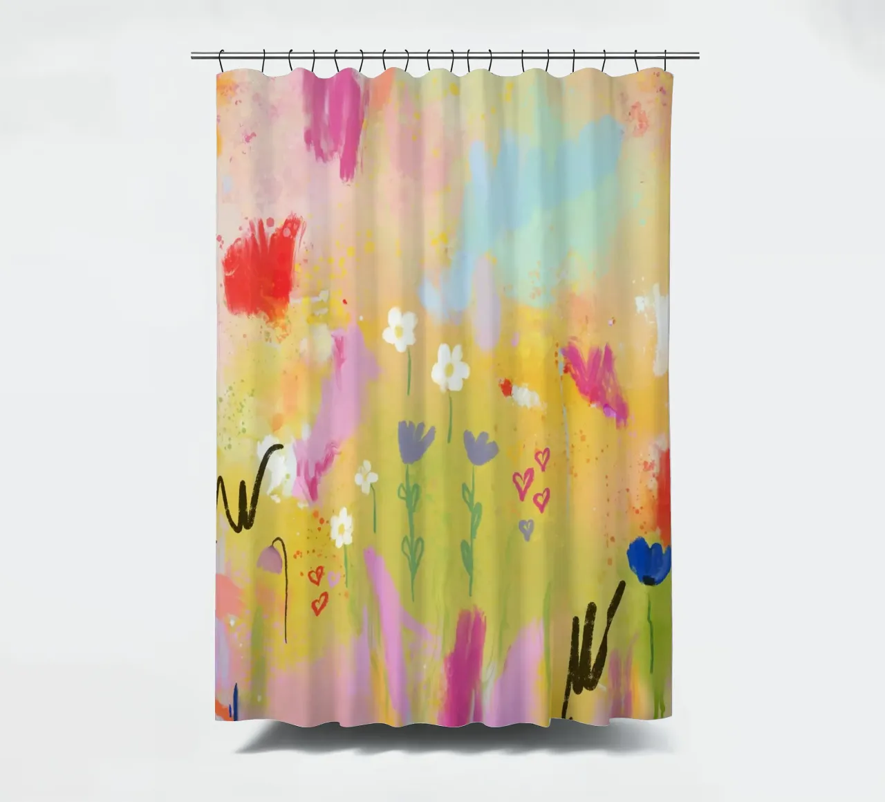 Abstrakte Blüten in Sommerlaune - Lovebloom cortina de baño de Petra Lang