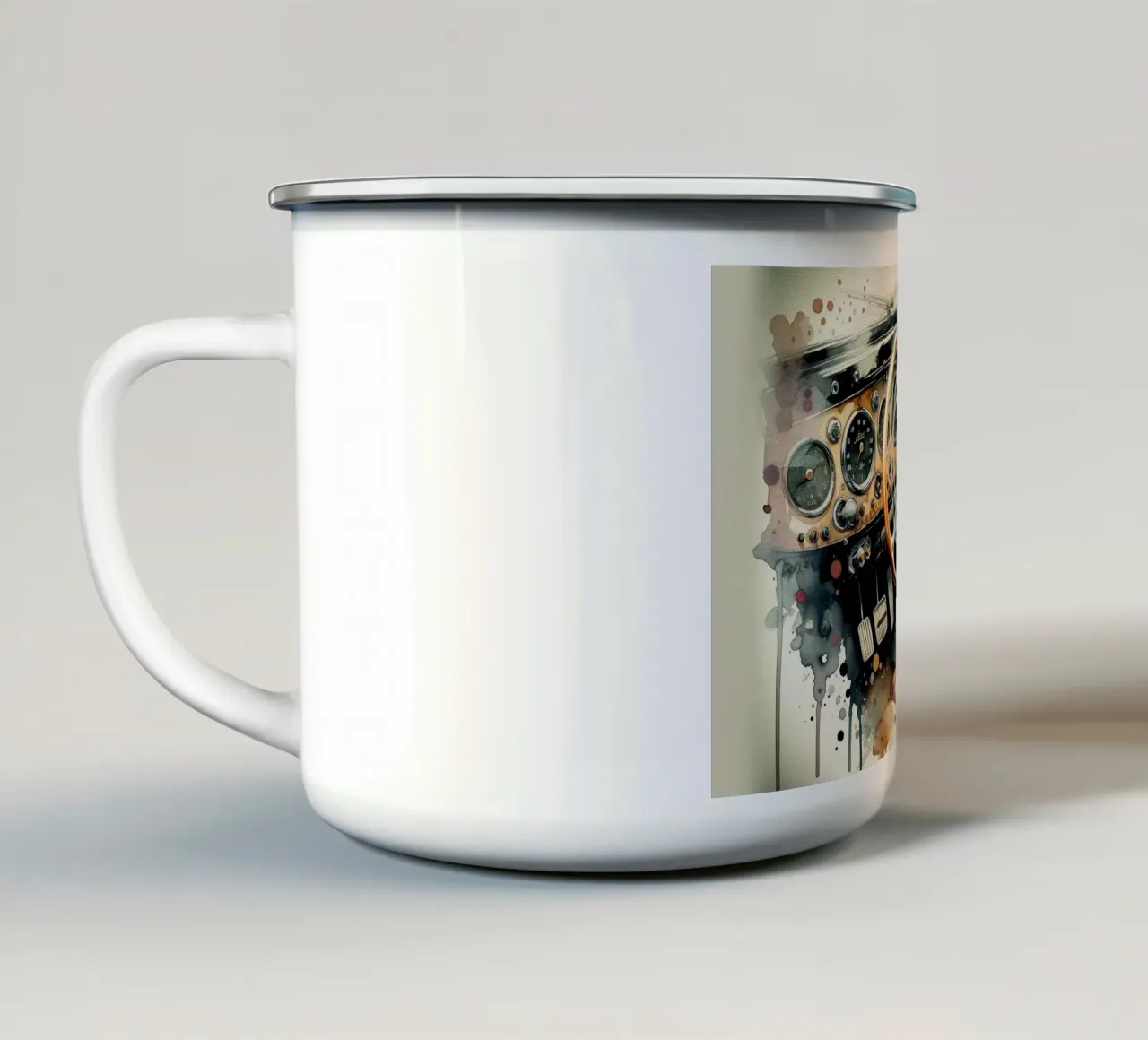 L'eleganza di un'epoca classica tazza in smalto da Chromatic Fusion Studio