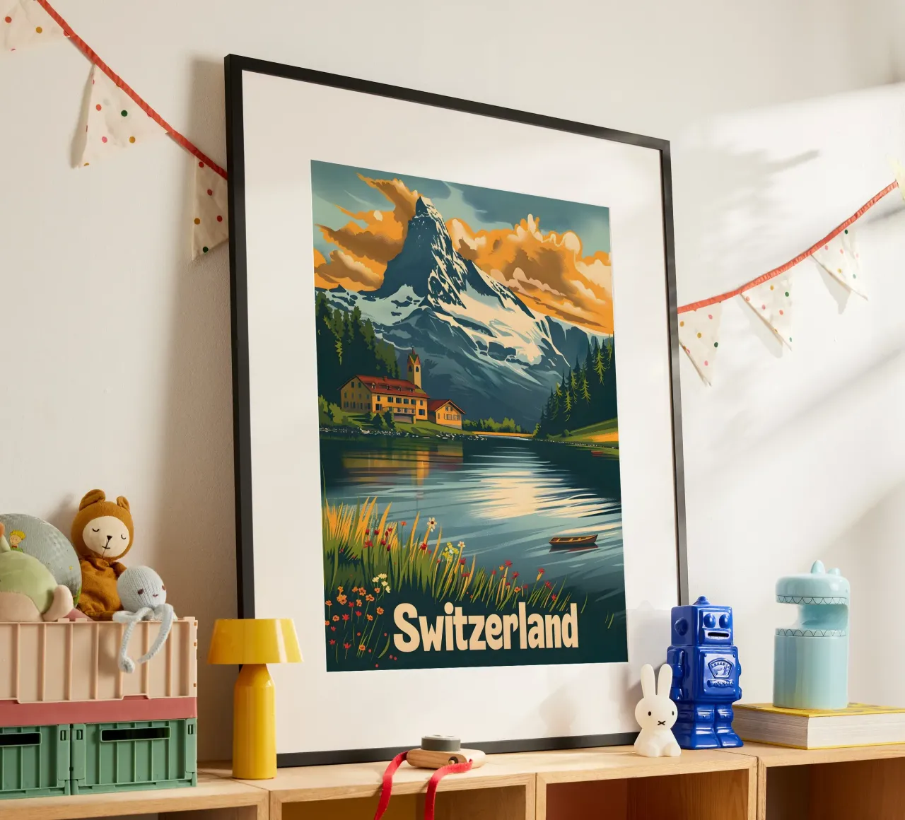 Schweiz vintage Reiseposter poster con telaio in alluminio da Vintage Travel Art