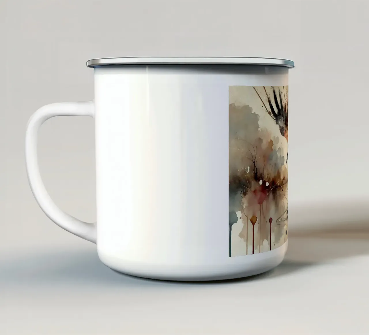 Elegante schizzo aviario tazza in smalto da Chromatic Fusion Studio