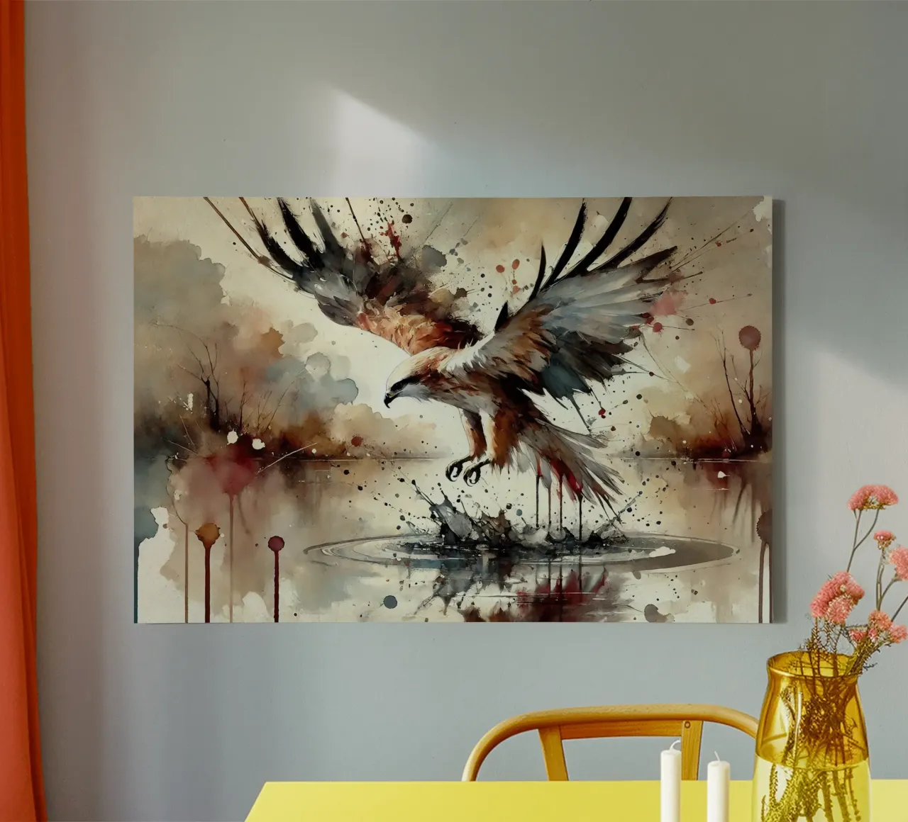 Elegant Avian Splash canvas by Chromatic Fusion Studio