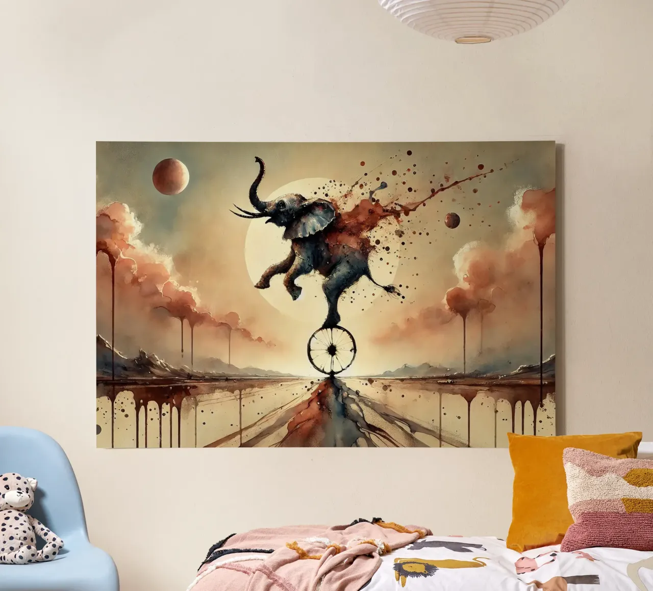 Elephant Balancing Act canvas by Chromatic Fusion Studio