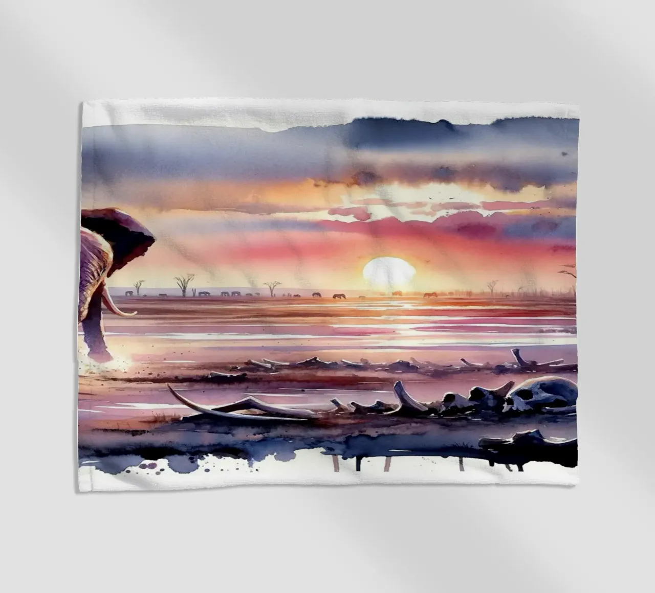 Elephant's Twilight Path beach towel by Chromatic Fusion Studio