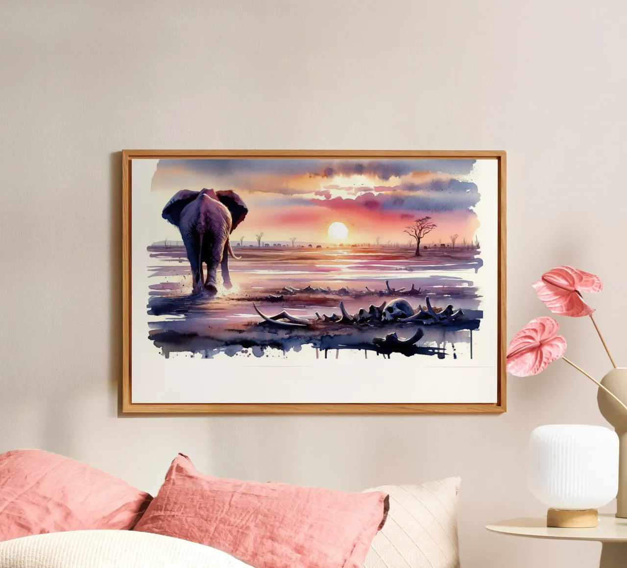 Elephant's Twilight Path alu-dibond by Chromatic Fusion Studio