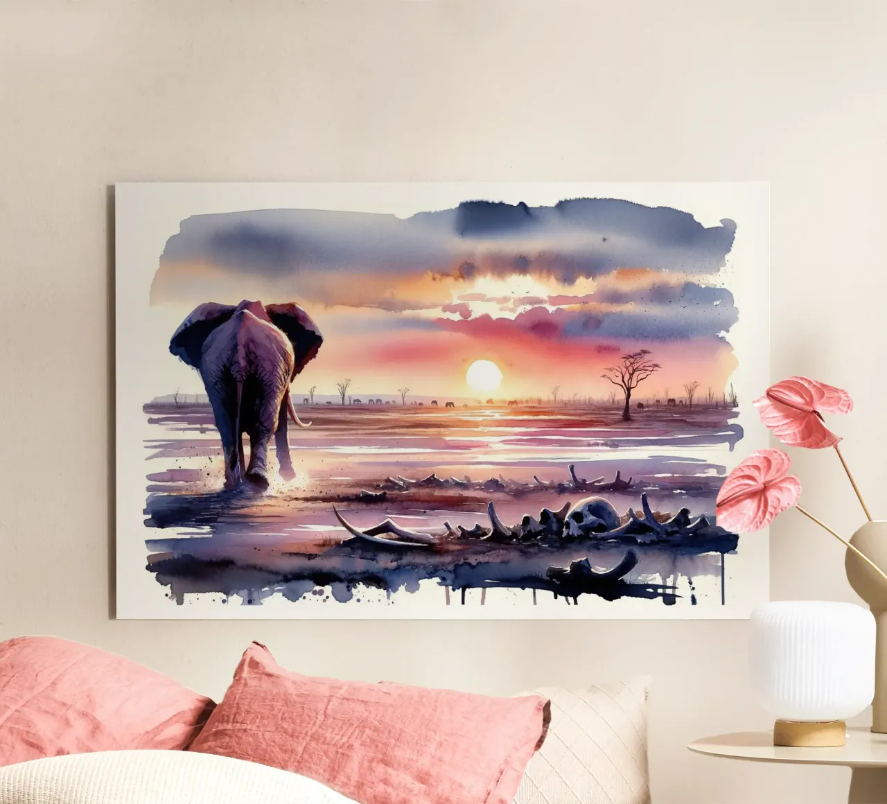 Elephant's Twilight Path alu-dibond by Chromatic Fusion Studio