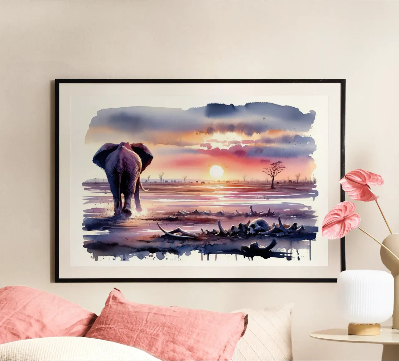 Elephant's Twilight Path poster by Chromatic Fusion Studio