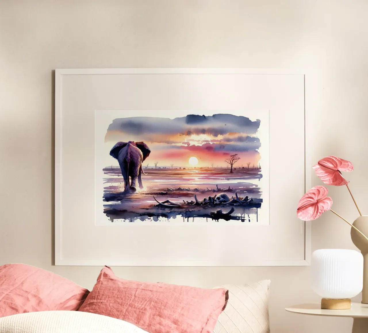 Elephant's Twilight Path poster by Chromatic Fusion Studio