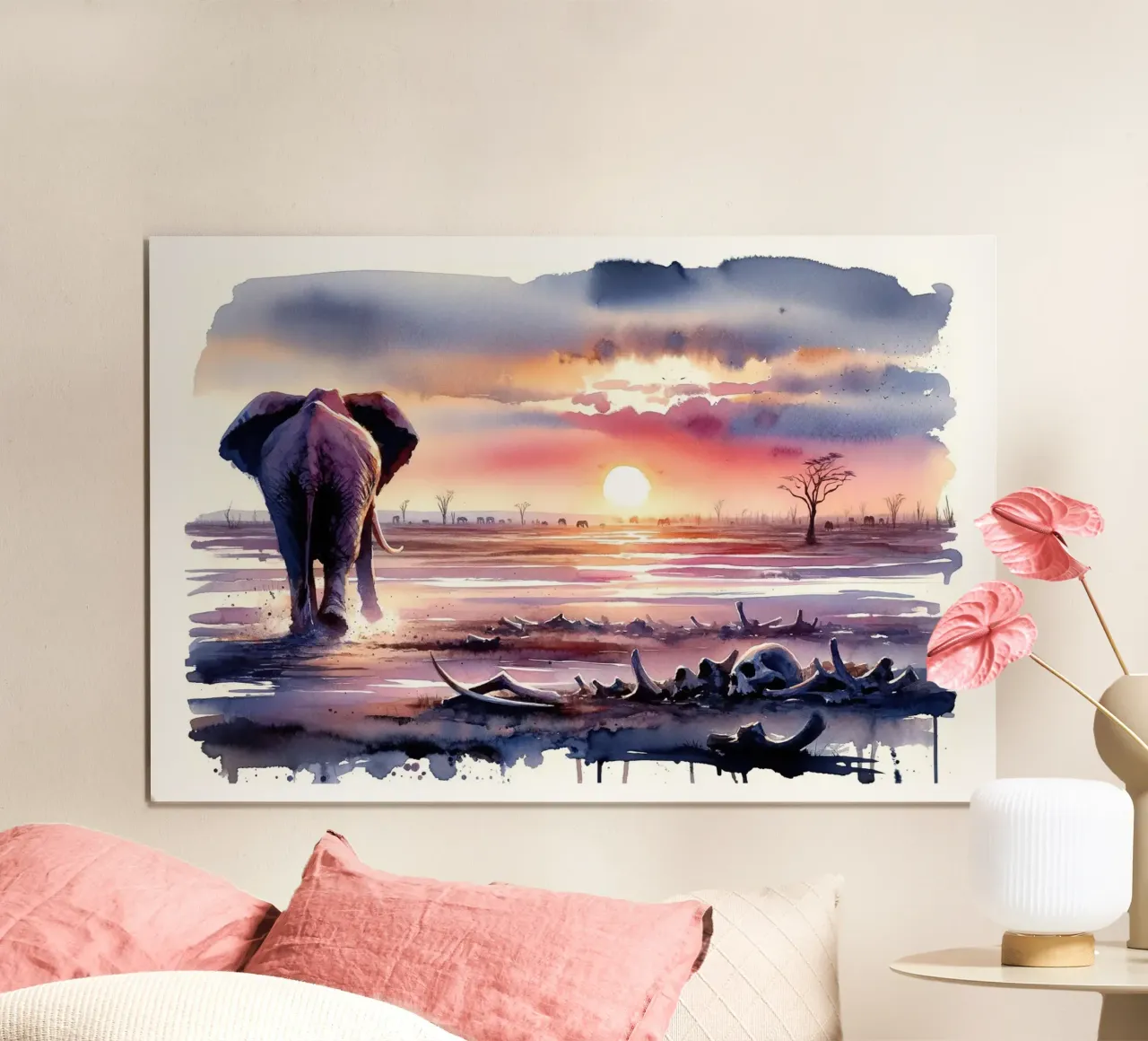 Elephant's Twilight Path poster by Chromatic Fusion Studio