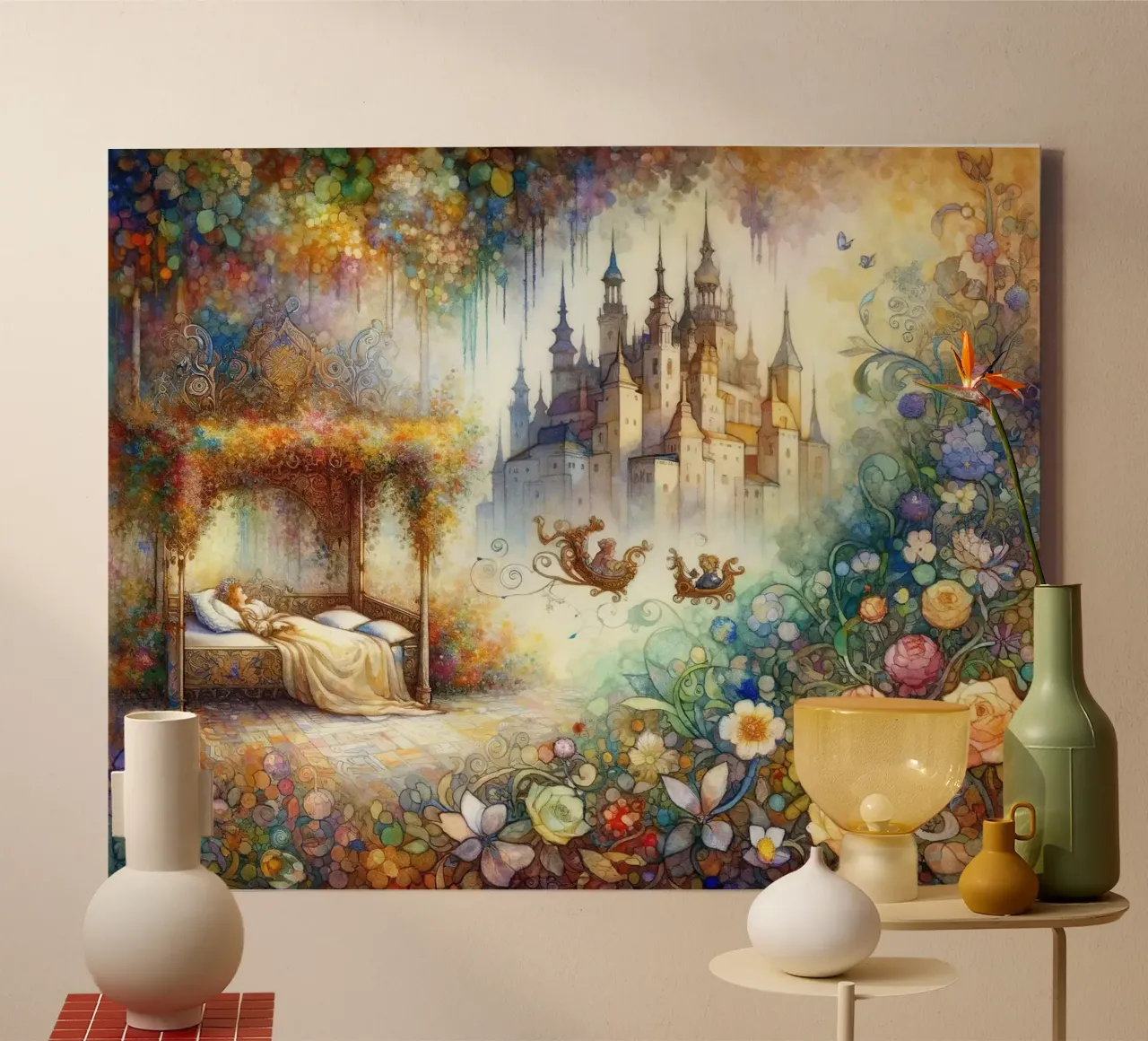 Enchanted Castle Dreams canvas with Floater frame by Chromatic Fusion Studio