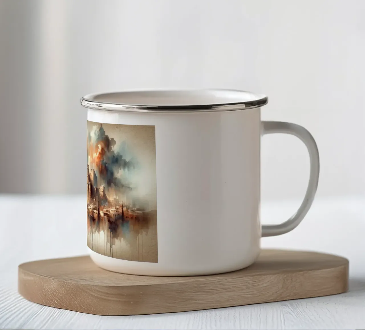 Enchanted Castle Horizon enamel mug by Chromatic Fusion Studio