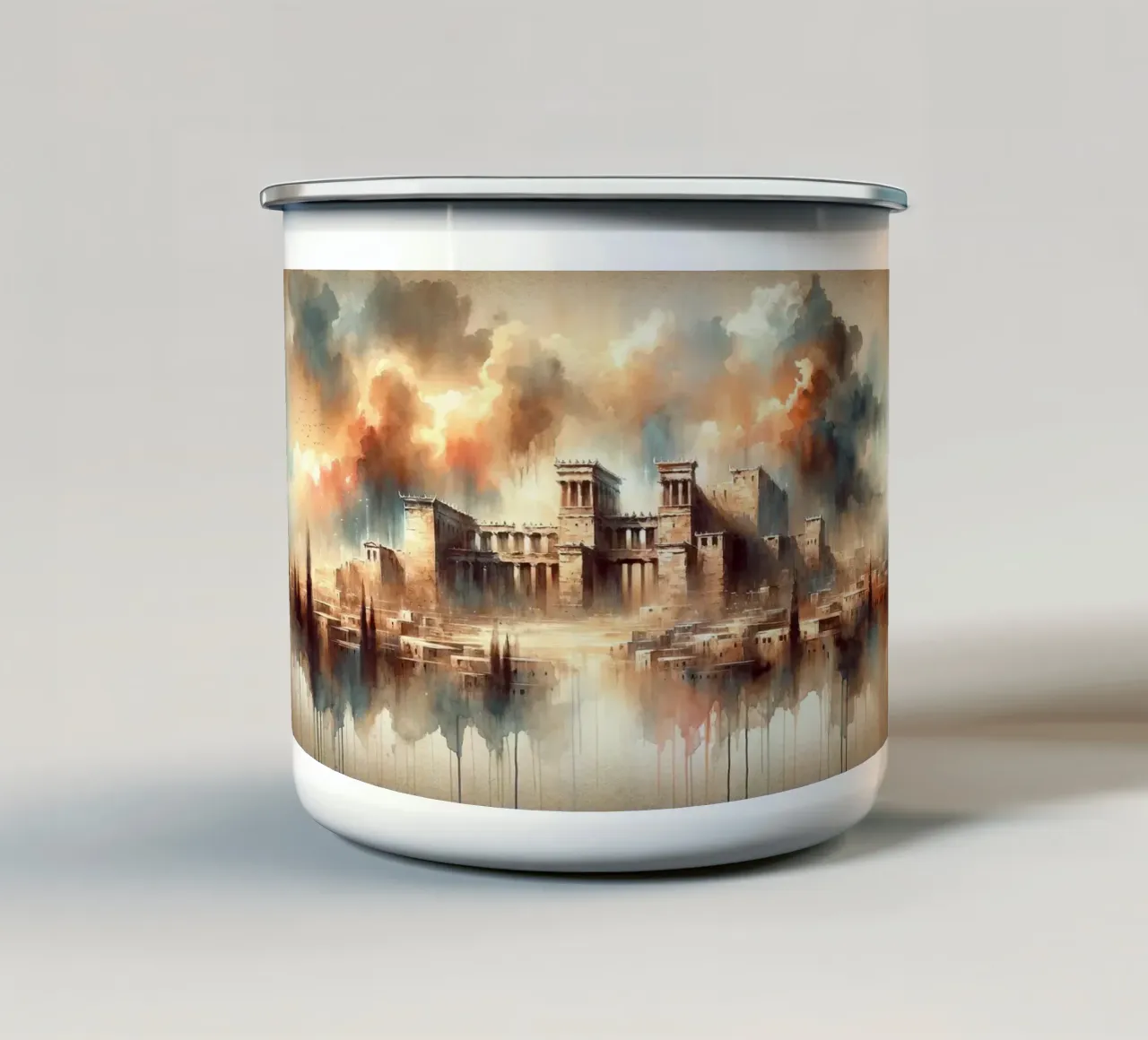 Enchanted Castle Horizon enamel mug by Chromatic Fusion Studio