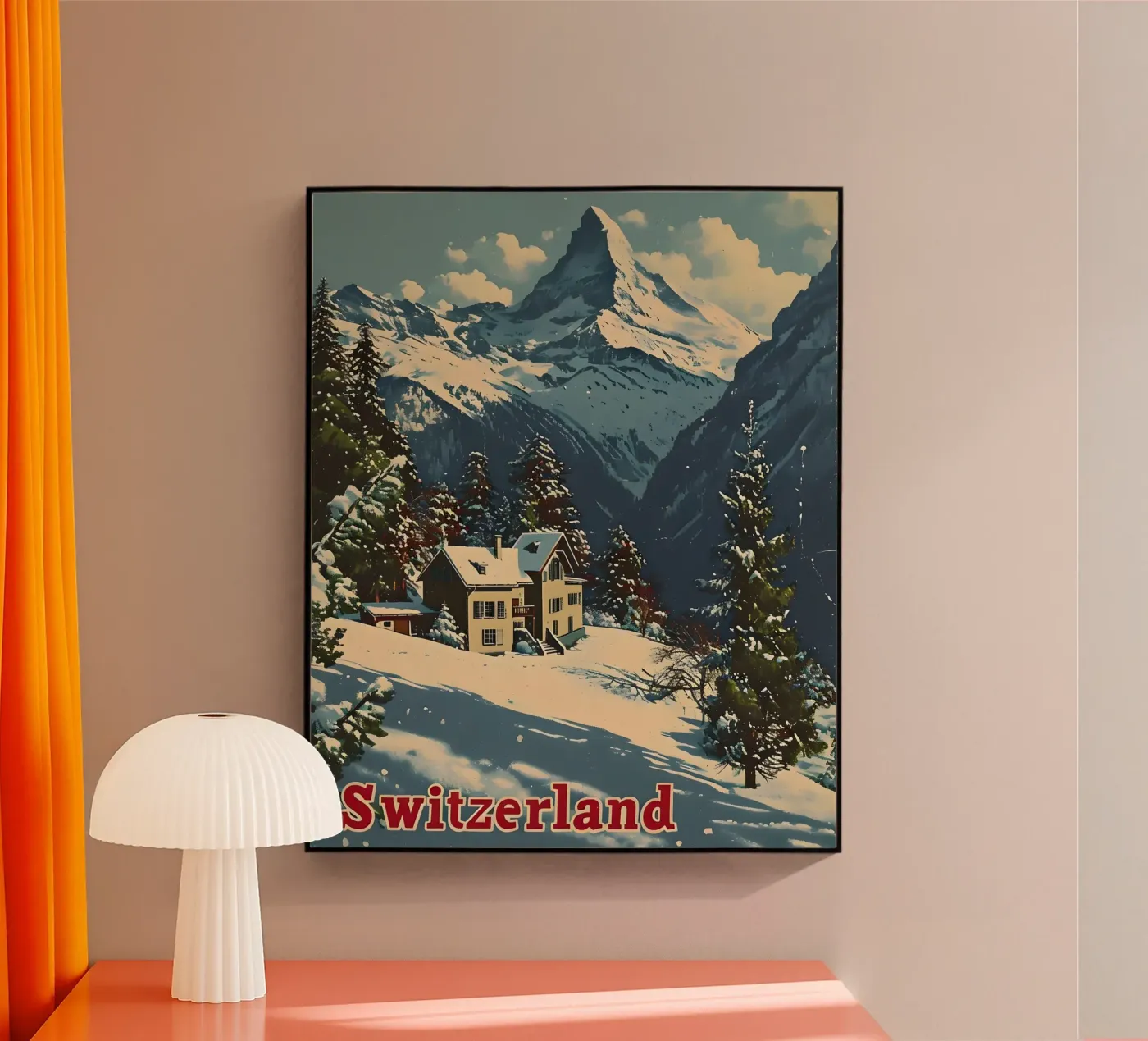 Schweiz Alpen plexiglass da Vintage Travel Art