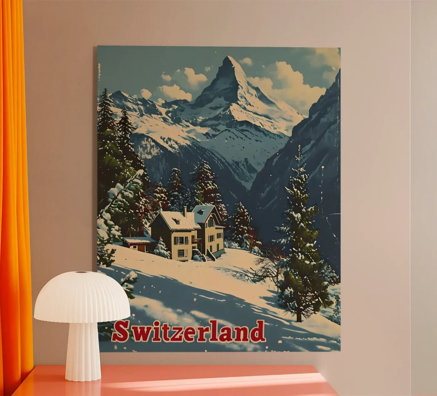 Schweiz Alpen plexiglass da Vintage Travel Art
