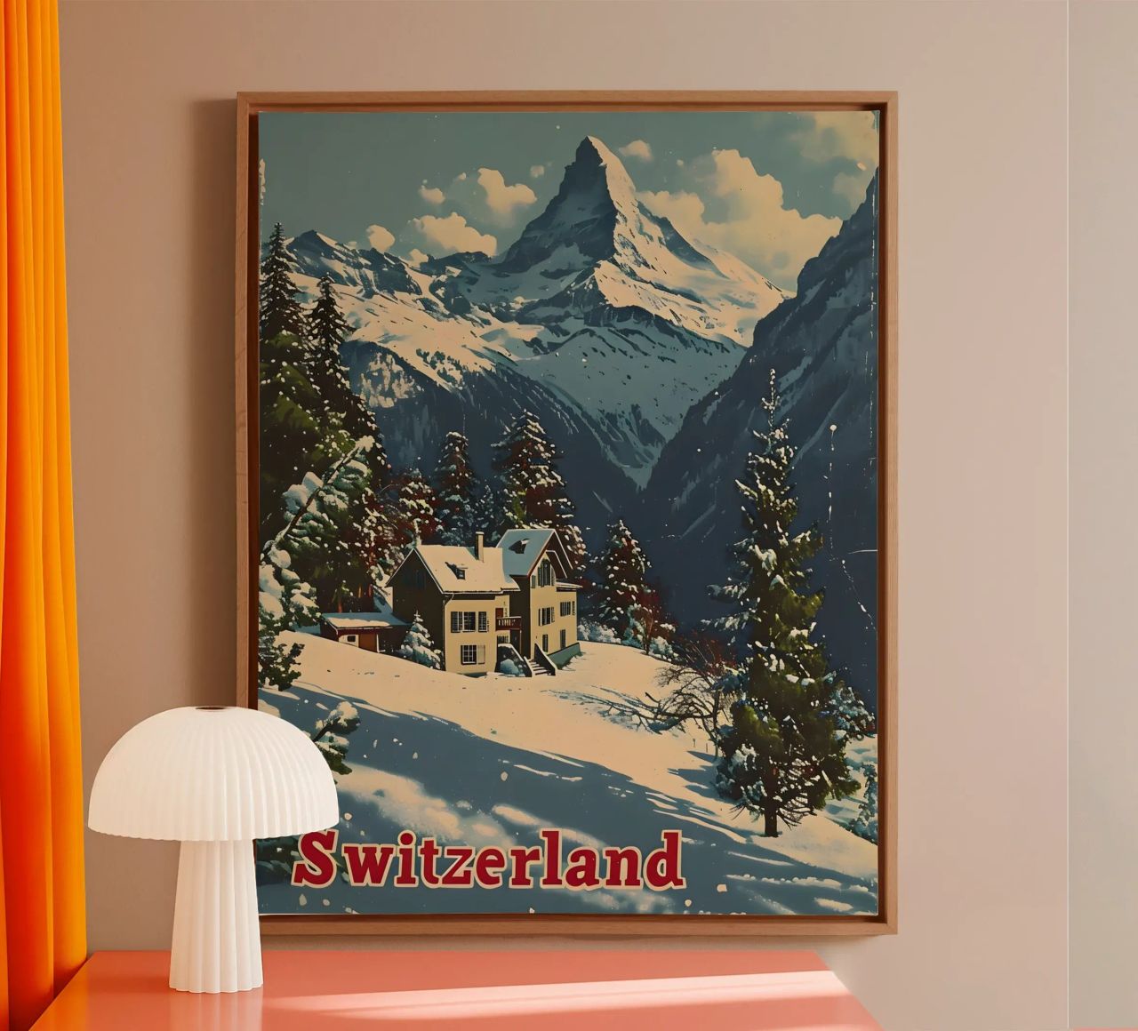 Schweiz Alpen Leinwand von Vintage Travel Art