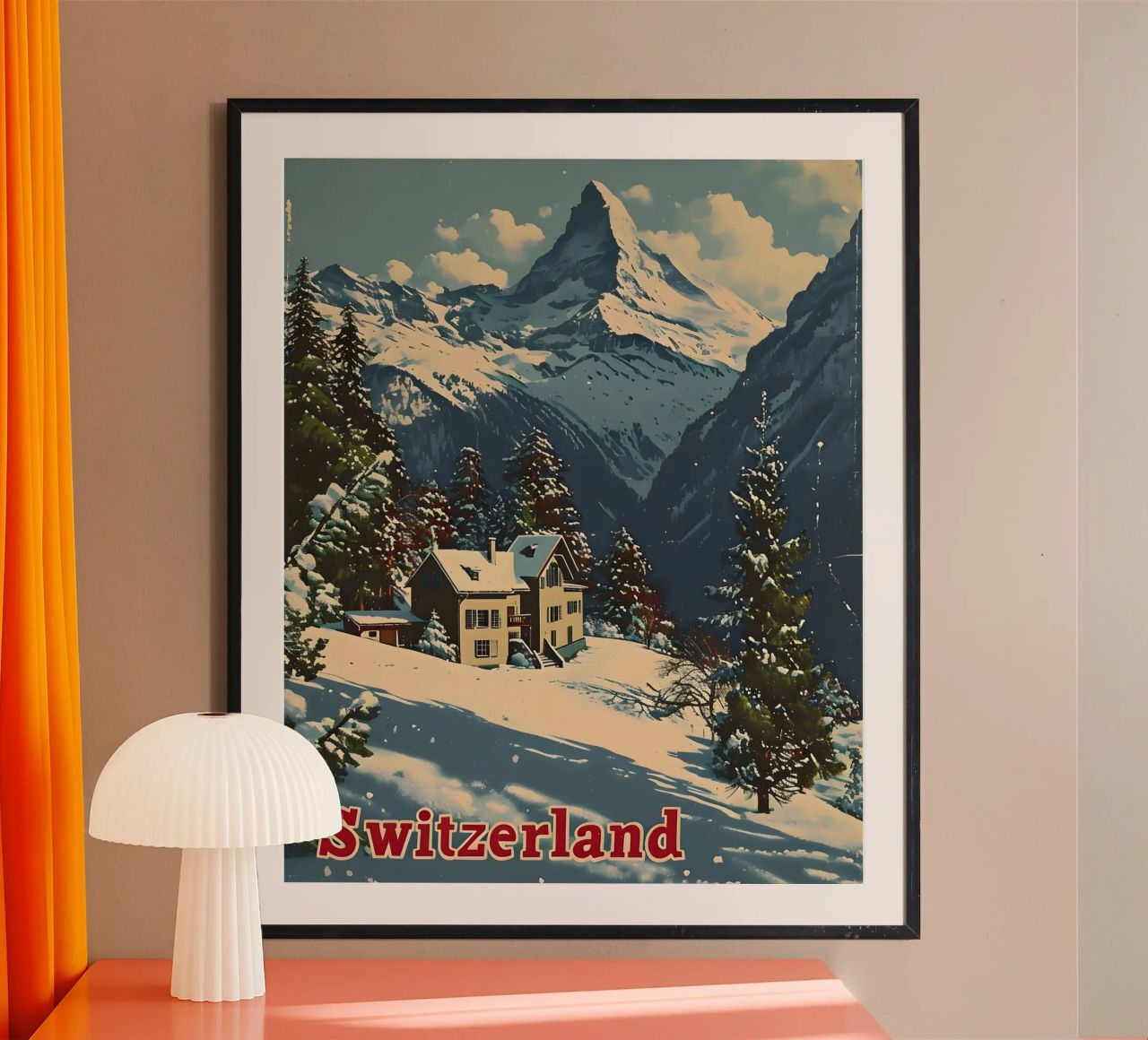 Schweiz Alpen Poster von Vintage Travel Art