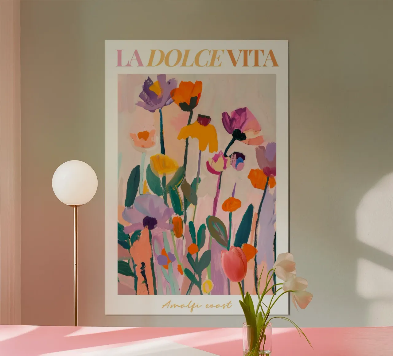 Abstracte bloemenprint, moderne bloemsierkunst, botanische print poster van Boheme