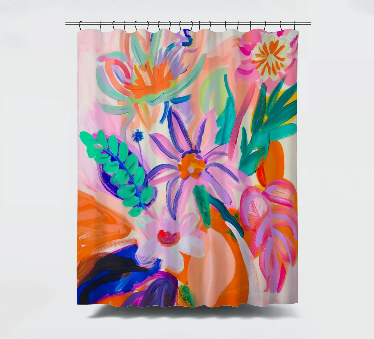 Heldere bloemenprint, abstracte bloemenposter douchegordijn van Boheme