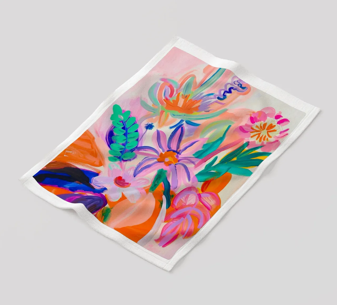 Heldere bloemenprint, abstracte bloemenposter fleecedeken van Boheme