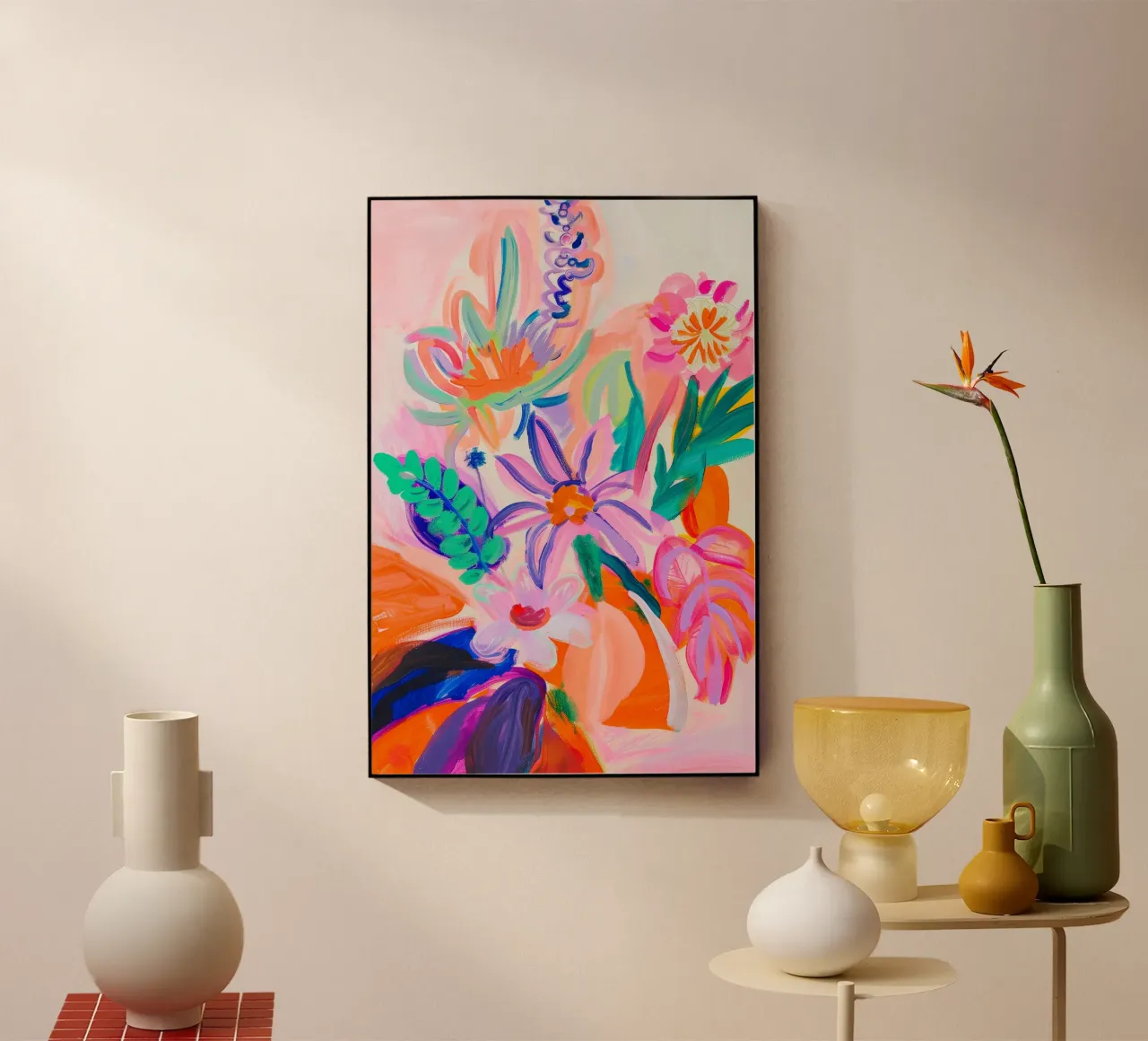 Heldere bloemenprint, abstracte bloemenposter acryl van Boheme