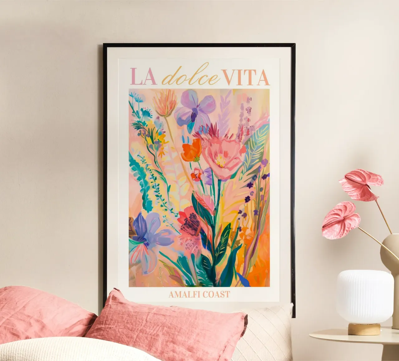 Mercato dei fiori La Dolce Vita, Poster floreale, Fiori astratti poster da Boheme