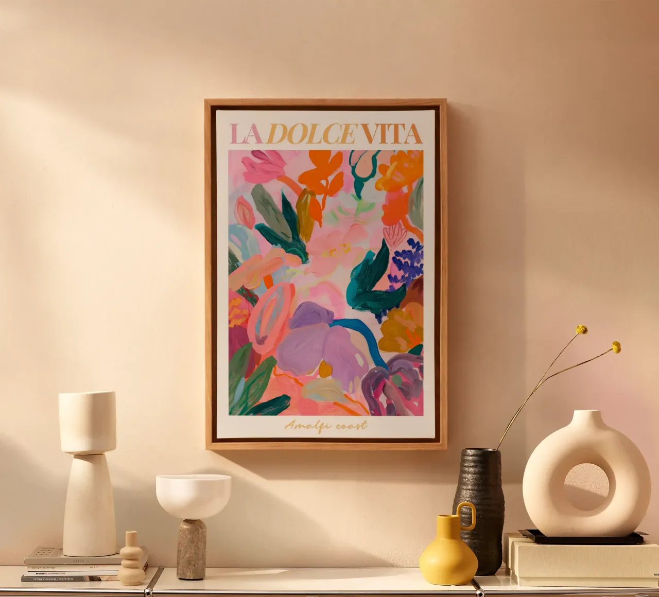 Abstract Flower Print, Floral Poster, Modern Abstract Print canvas with Floater frame by Boheme