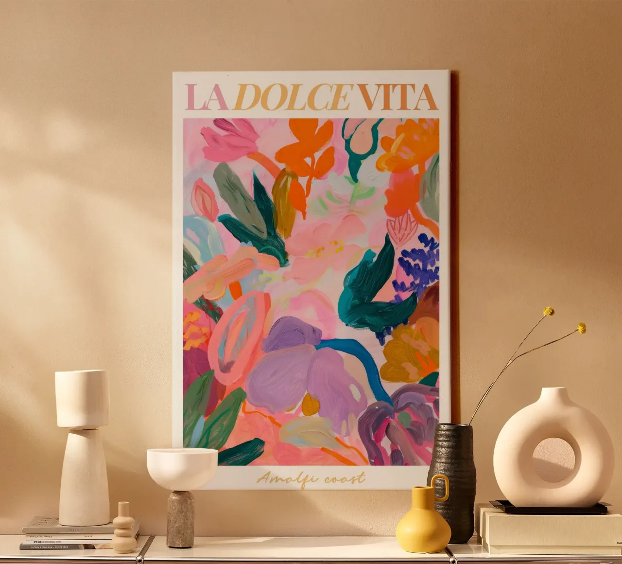 Abstract Flower Print, Floral Poster, Modern Abstract Print canvas with Floater frame by Boheme