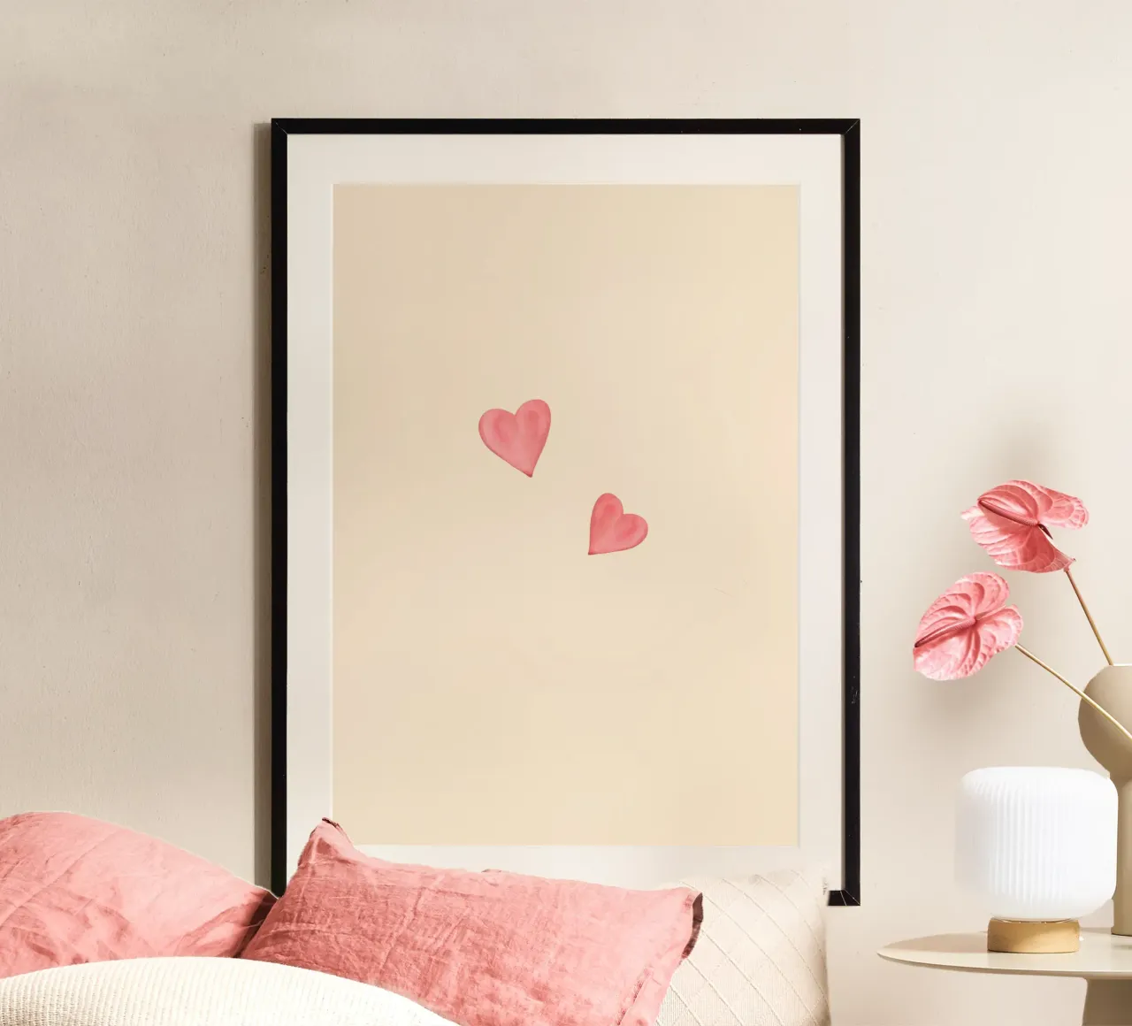 Hearts - Wedding - Engagement - Birth - Birthday poster with wooden frame by keinkonzept