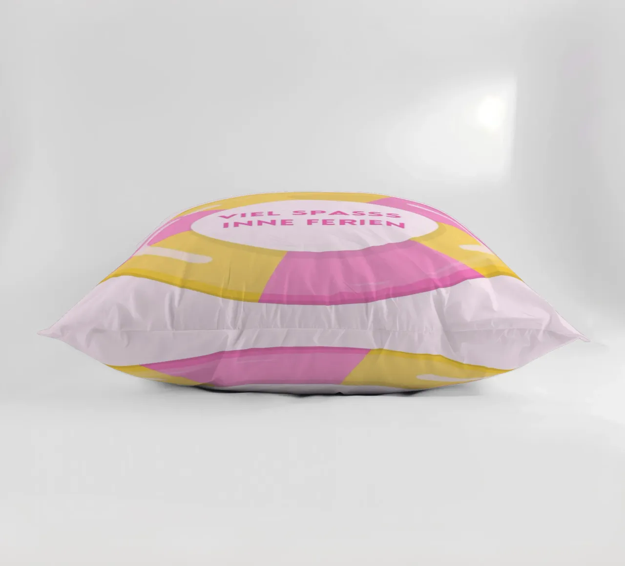 Schwimmreifen - rosa, gelb - Ferien - Spruch - Ruhrgebiet decorative cushion by keinkonzept