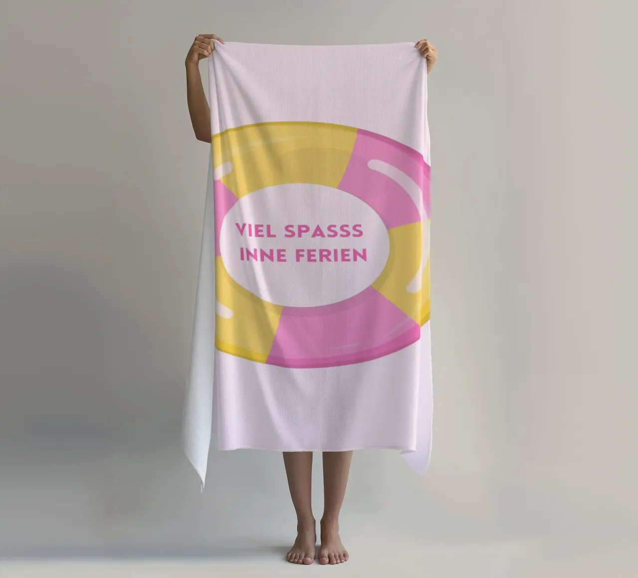 Schwimmreifen - rosa, gelb - Ferien - Spruch - Ruhrgebiet beach towel by keinkonzept