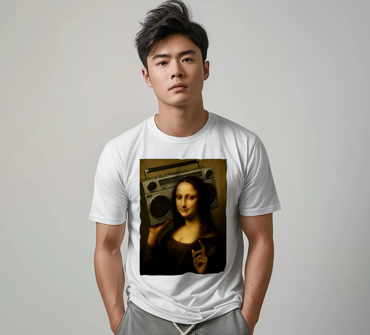 Mona Lisa Ghetto Blaster t-shirt da ARTOMATIC