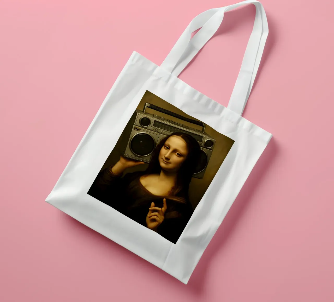 Mona Lisa Ghetto Blaster borsa in juta da ARTOMATIC