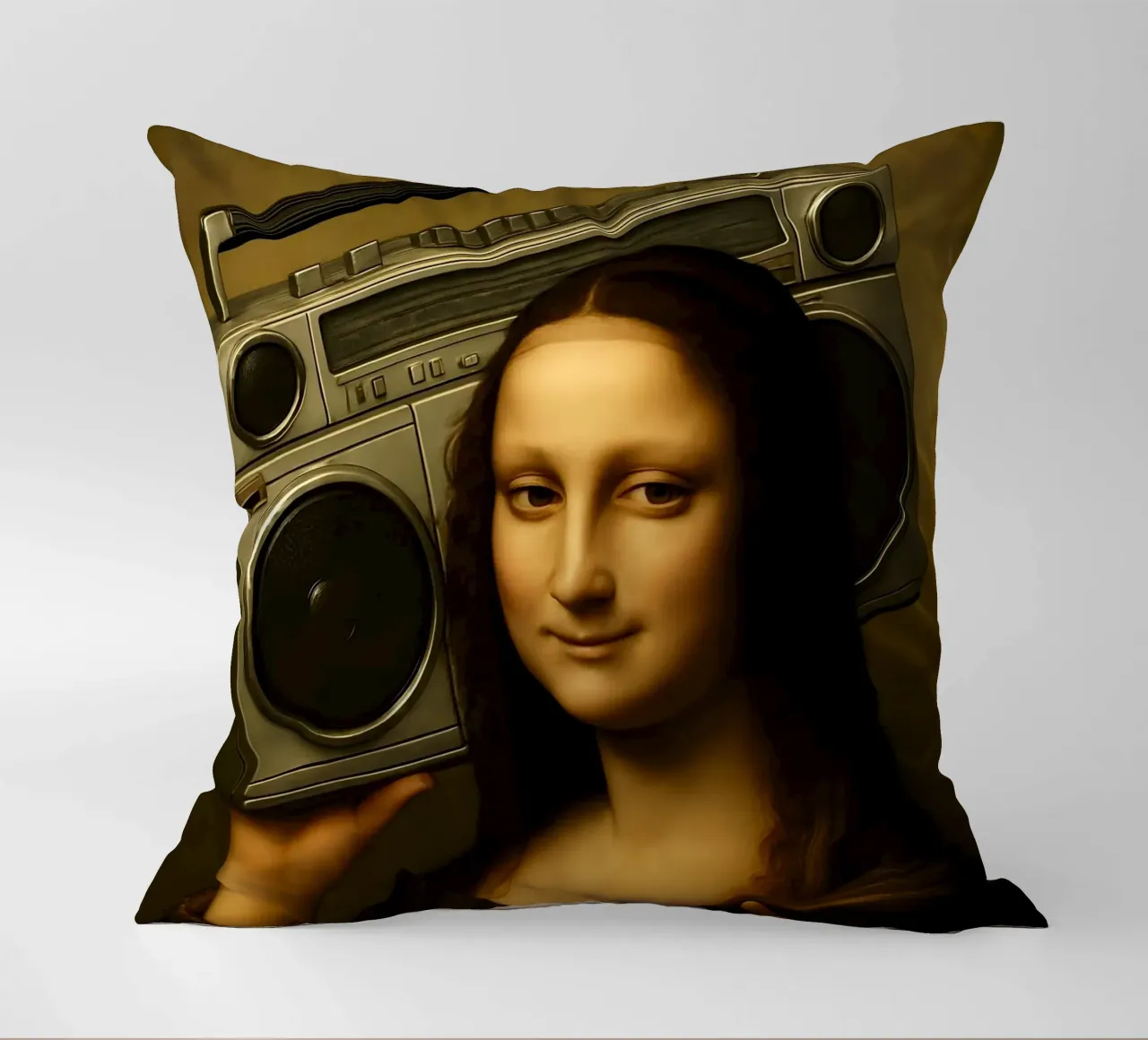 Mona Lisa Ghetto Blaster cuscino da ARTOMATIC