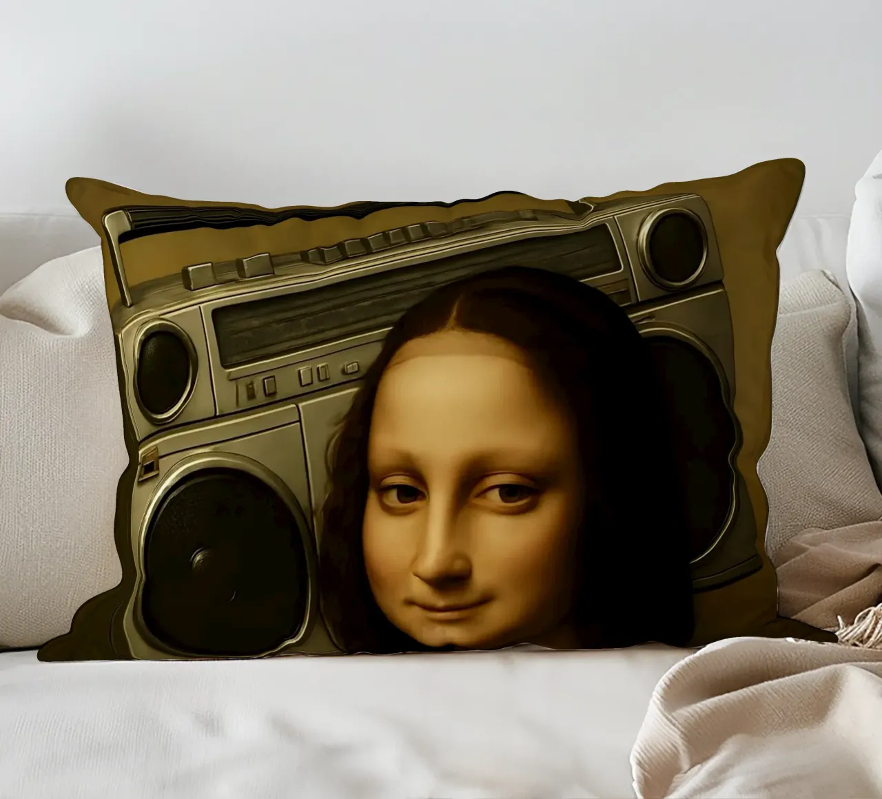 Mona Lisa Ghetto Blaster cuscino da ARTOMATIC