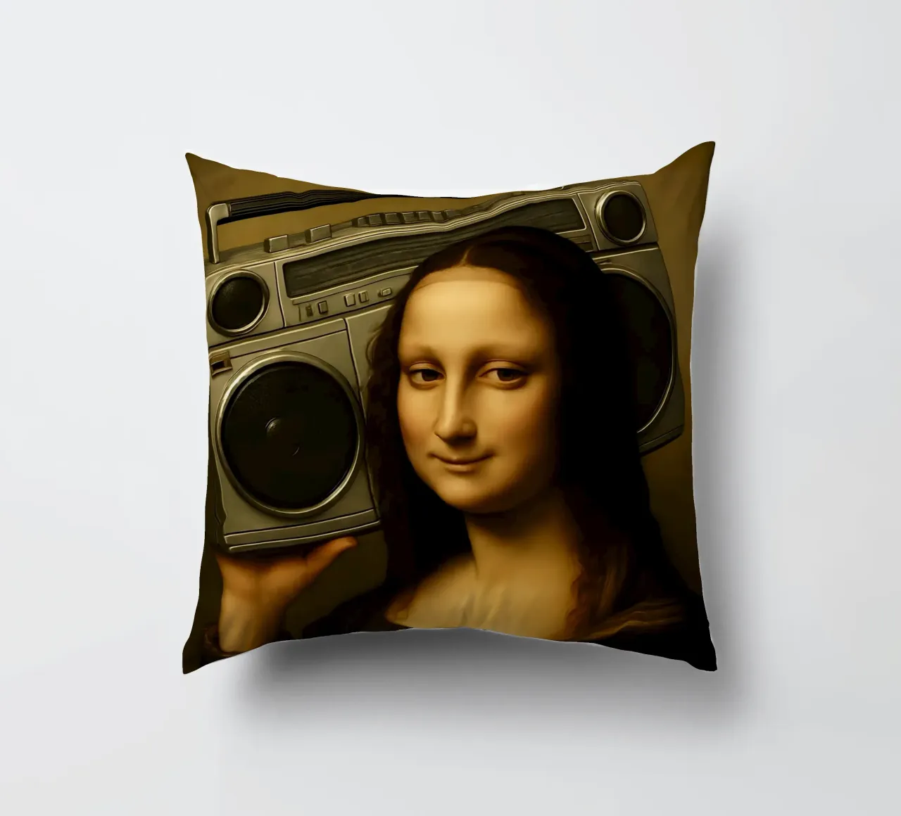 Mona Lisa Ghetto Blaster cuscino da ARTOMATIC