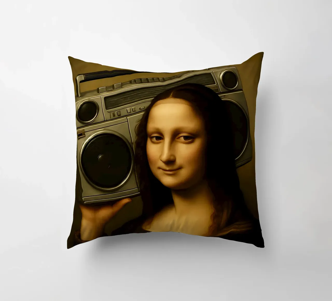 Mona Lisa Ghetto Blaster cuscino da ARTOMATIC