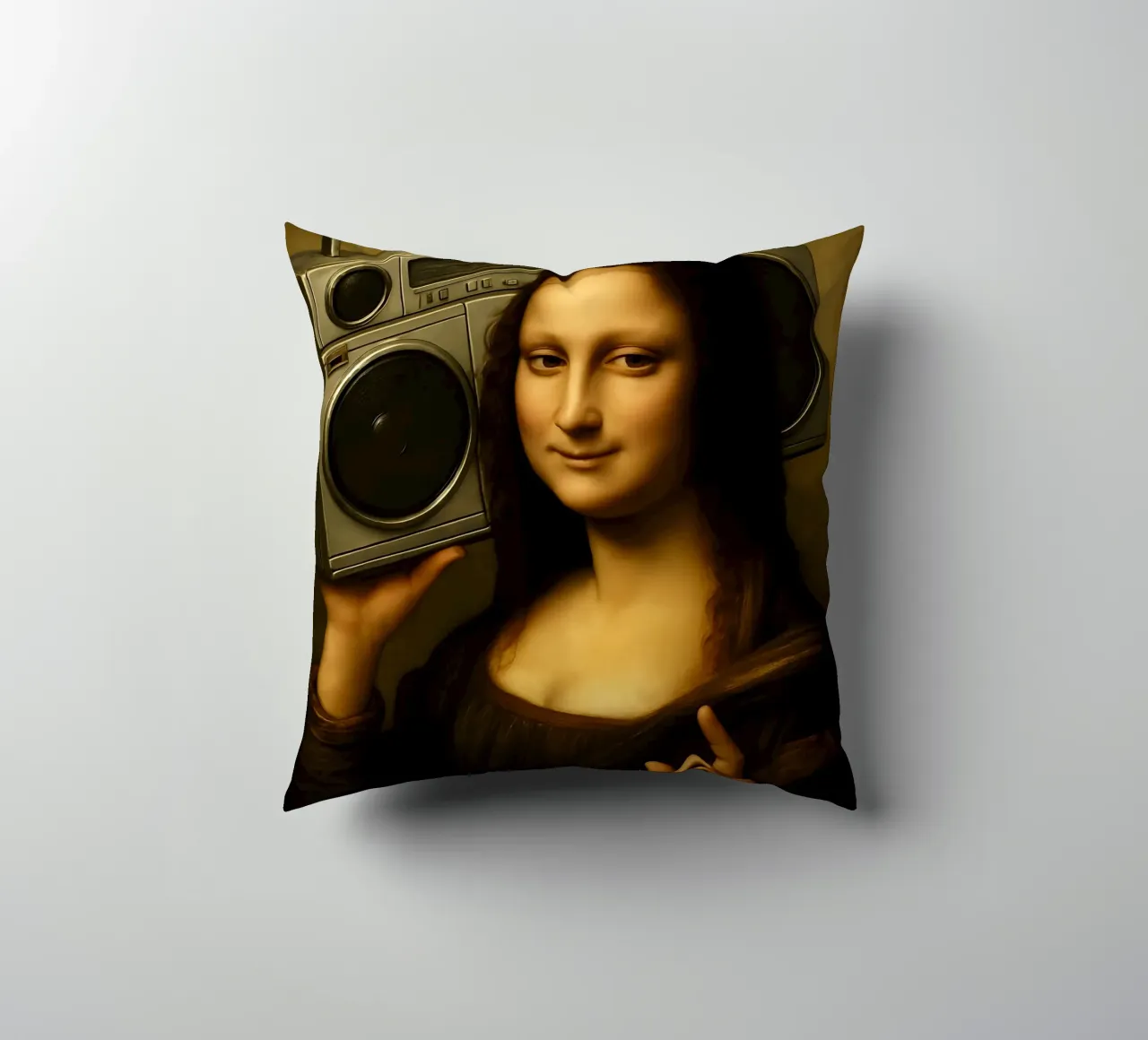Mona Lisa Ghetto Blaster cuscino da ARTOMATIC