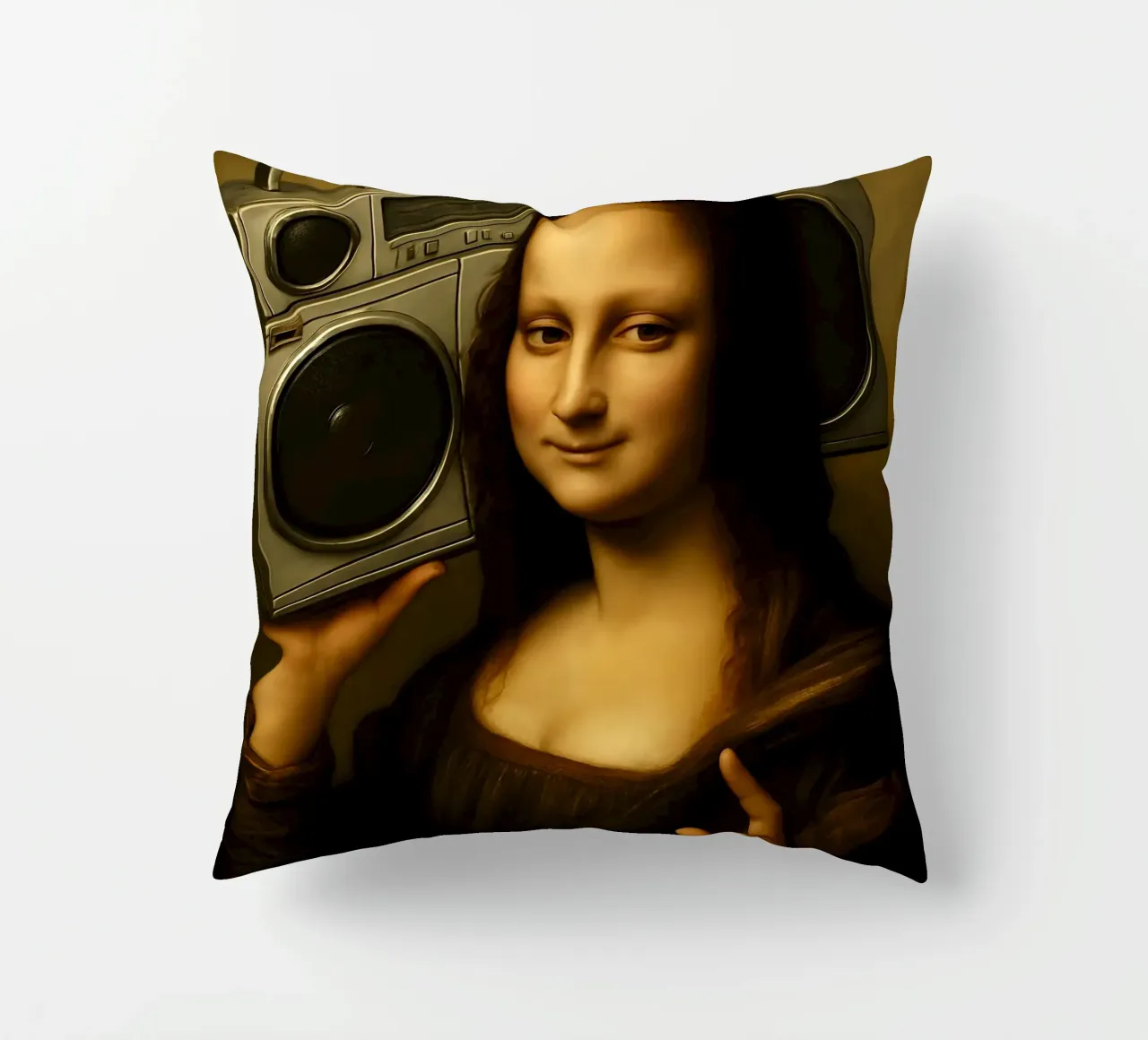Mona Lisa Ghetto Blaster cuscino da ARTOMATIC