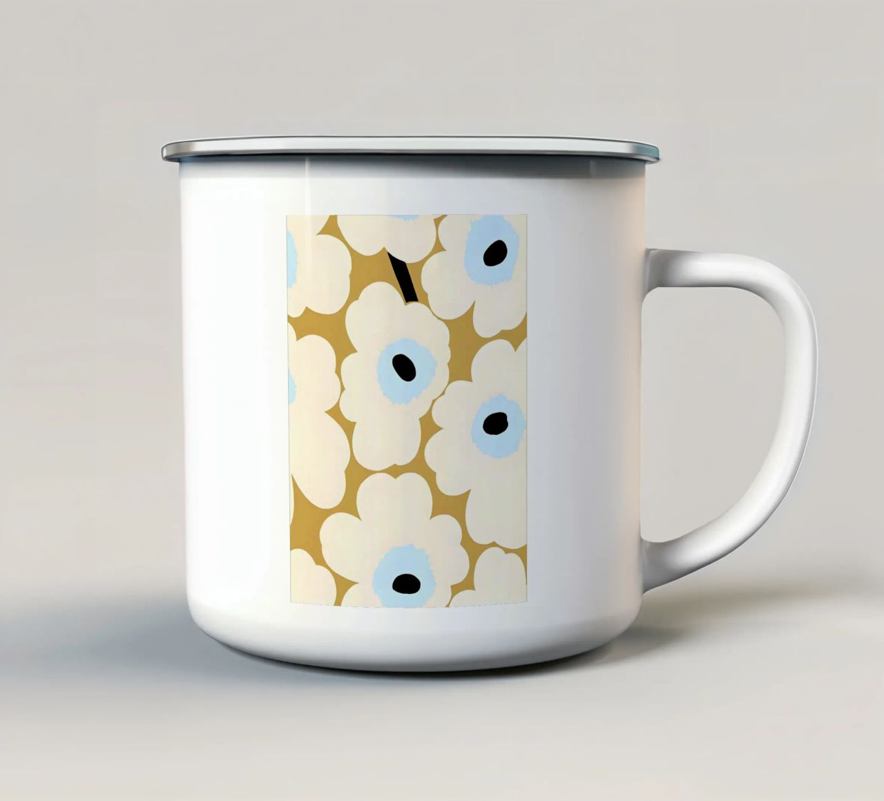 White Flower tazza in smalto da Melanie Tintilier