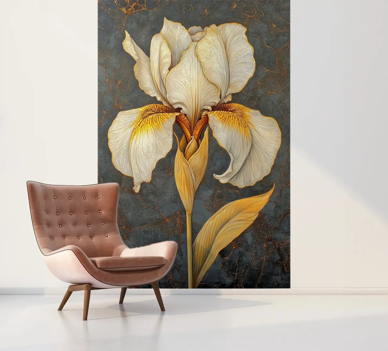 Witte iris fotobehang van Art-Nouveau-Dsg