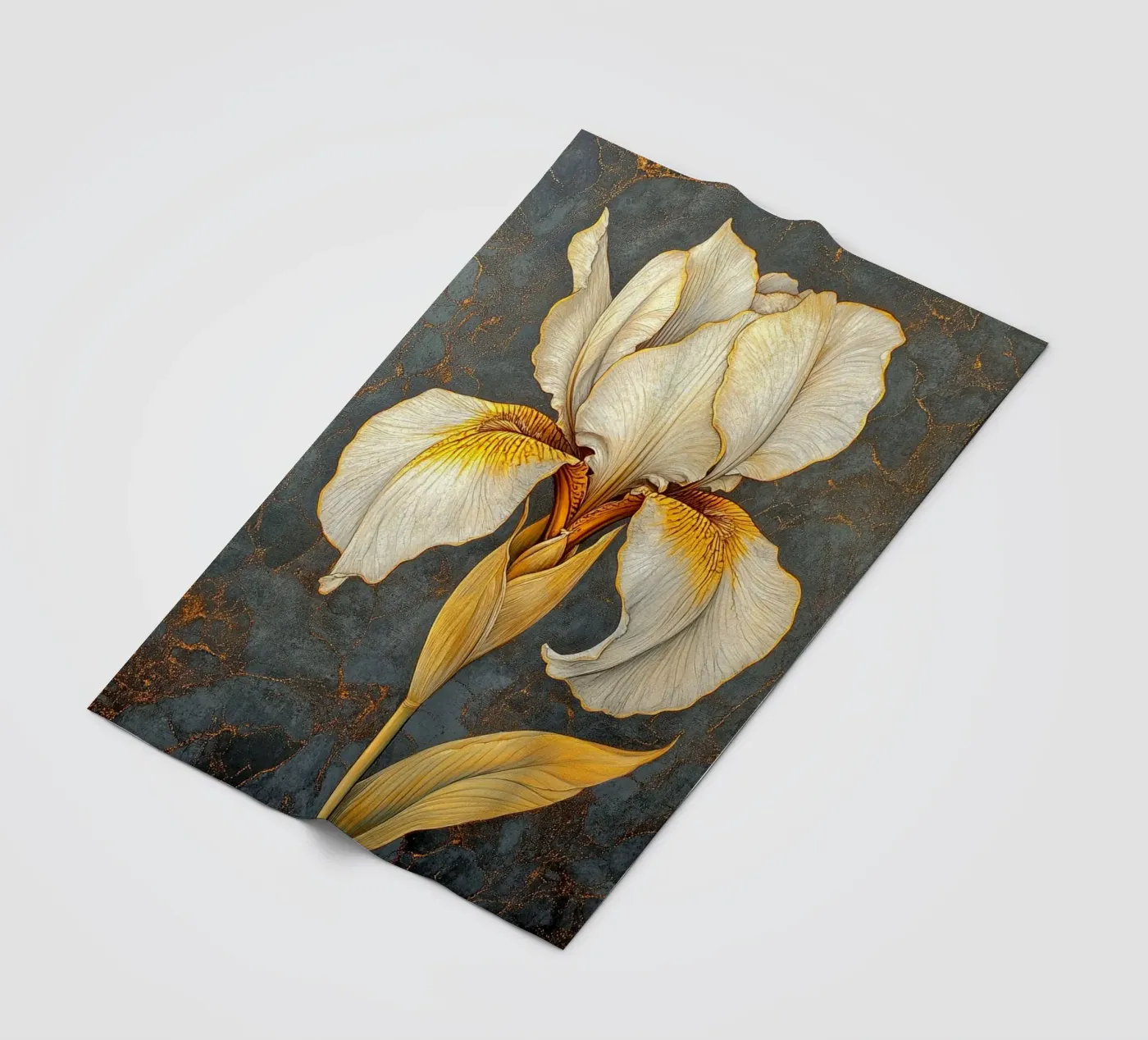 Iris bianco coperta in pile da Art-Nouveau-Dsg