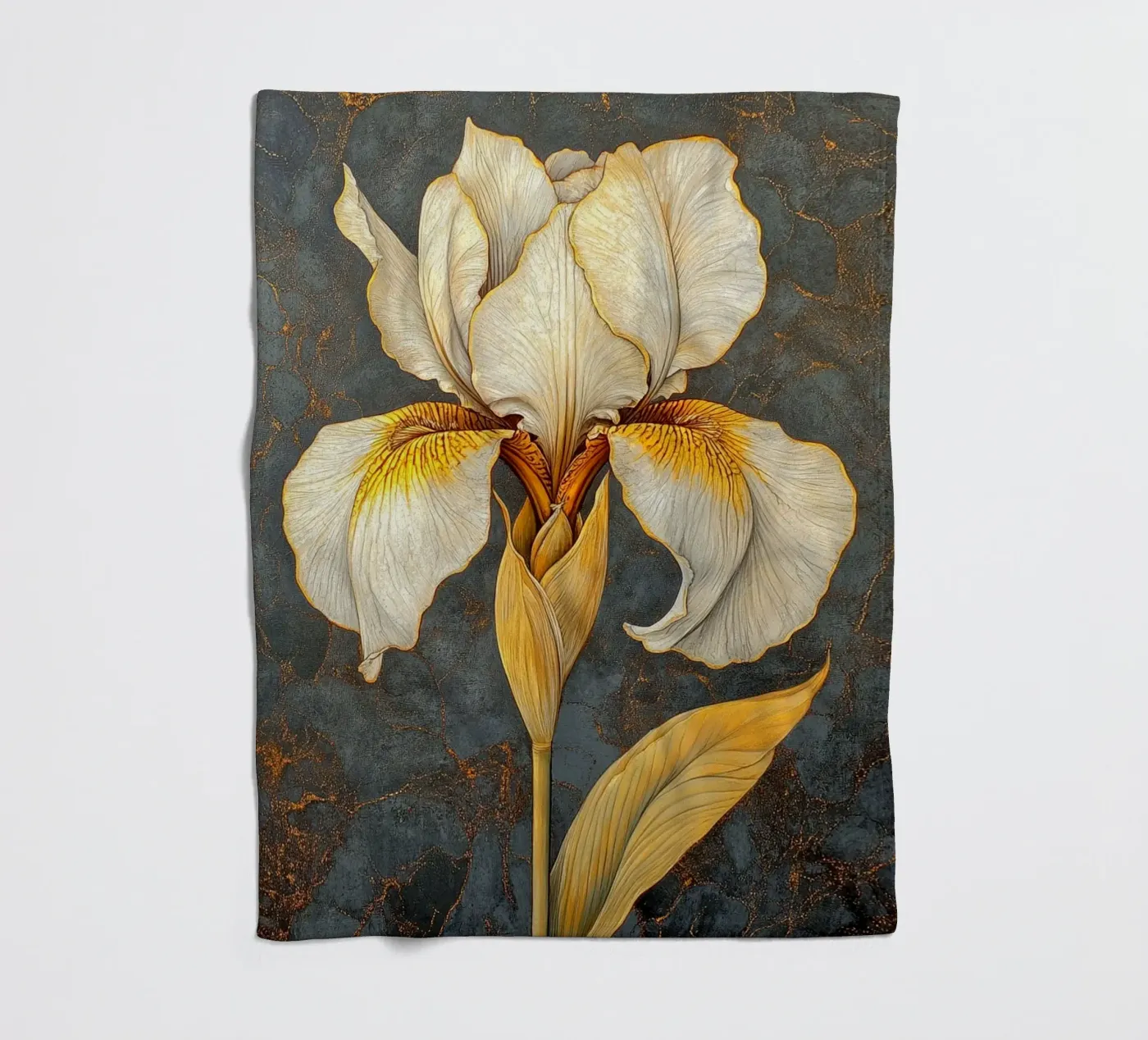 Iris bianco coperta in pile da Art-Nouveau-Dsg